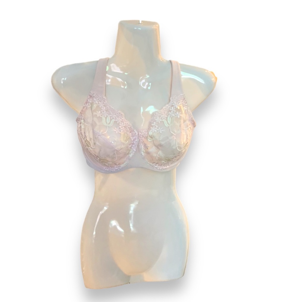 Wacoal pink lace floral underwire bra (32DD)